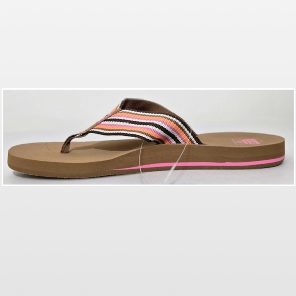 New Reef Flip Flops Womens Size 10 Slip On Brown Pink Stripe Beach NWT - Picture 5 of 16